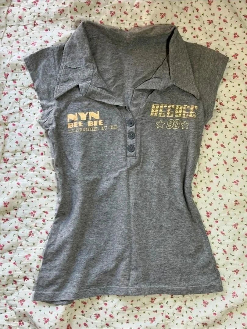 2026 American Vintage T-shits Women Short Sleeve Retro Bodycon Y2k Crop Top Office Lady Korean Fashion Harajuku Subculture Tees