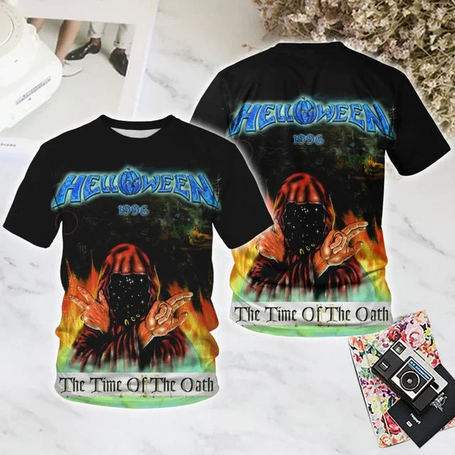 Classic Rock Helloween T-shirts Male 3D Print Men Women Hip Hop Trend Short Sleeve TShirt Street Loose Casual Oversized Y2k Tops