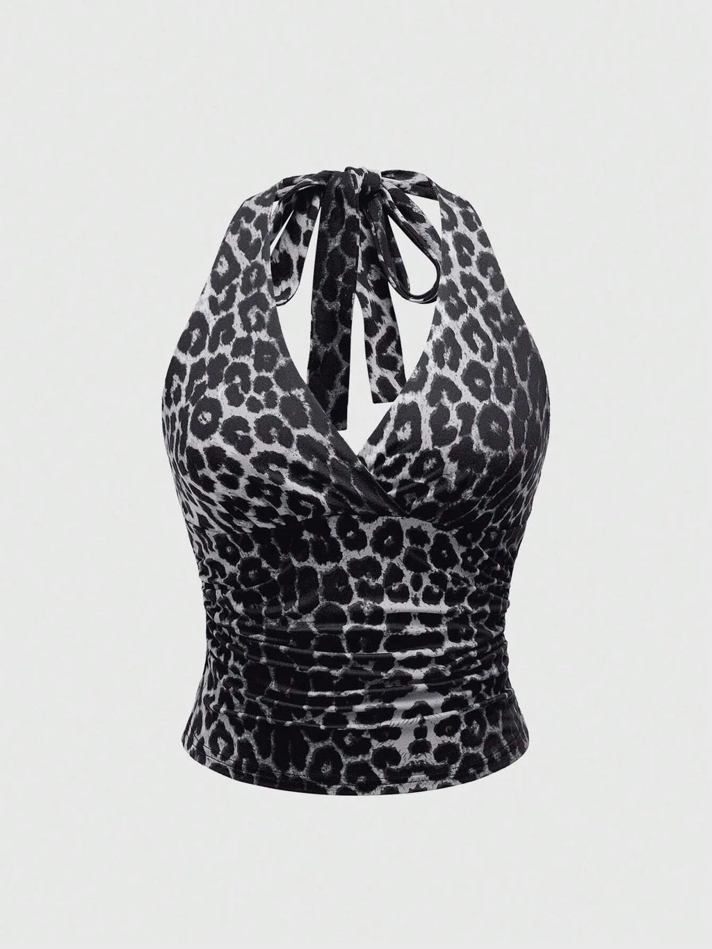 Top sans manches décontracté pour femmes, imprimé léopard rétro, dos nu, col halter, sexy, dos nu, à lacets, Ropa Para Mujer
