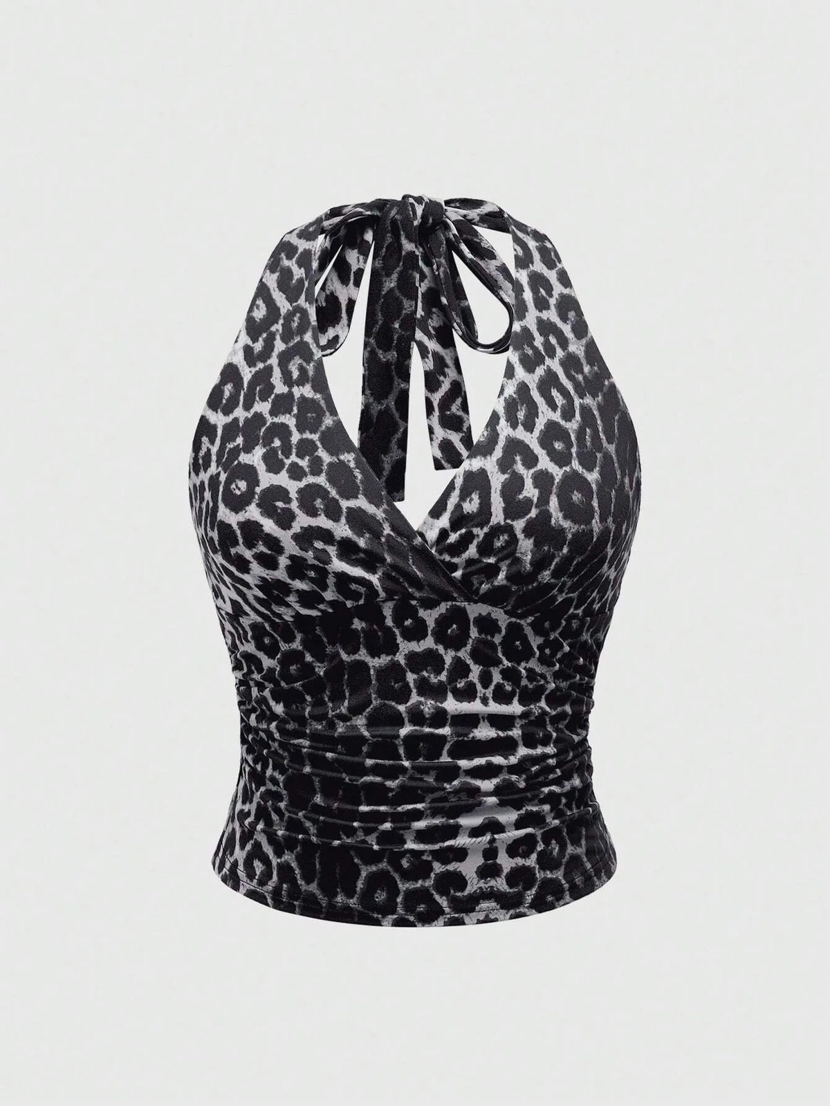Top sans manches décontracté pour femmes, imprimé léopard rétro, dos nu, col halter, sexy, dos nu, à lacets, Ropa Para Mujer