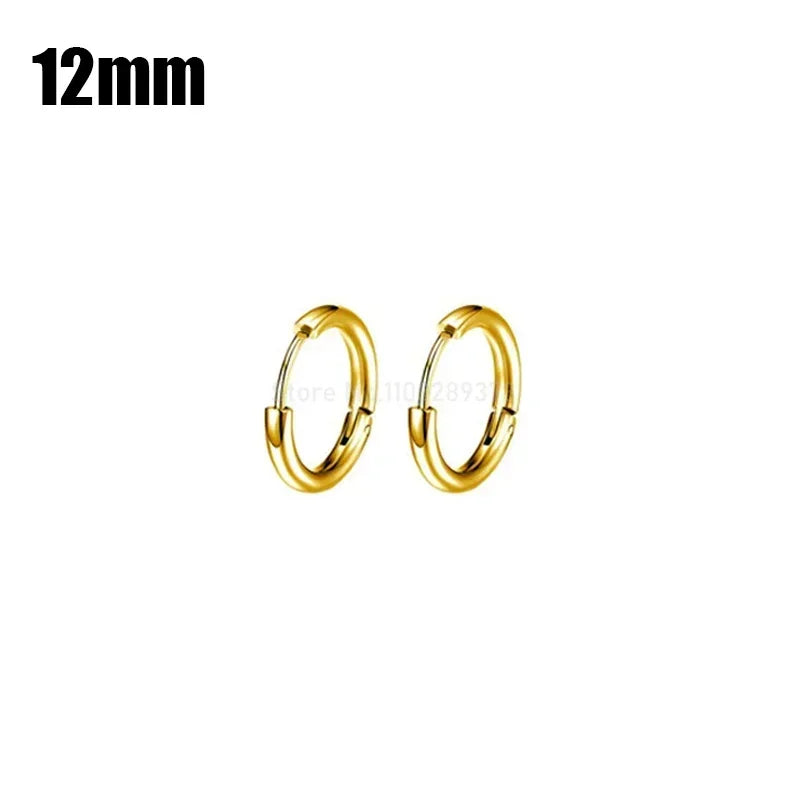 8-20mm Simple Stainless Steel Small Hoop Earrings for Women Men Minimal Gold Silver Black Color Huggie Hoops Jewelry Accessories