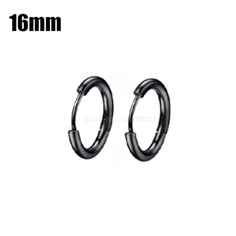 8-20mm Simple Stainless Steel Small Hoop Earrings for Women Men Minimal Gold Silver Black Color Huggie Hoops Jewelry Accessories