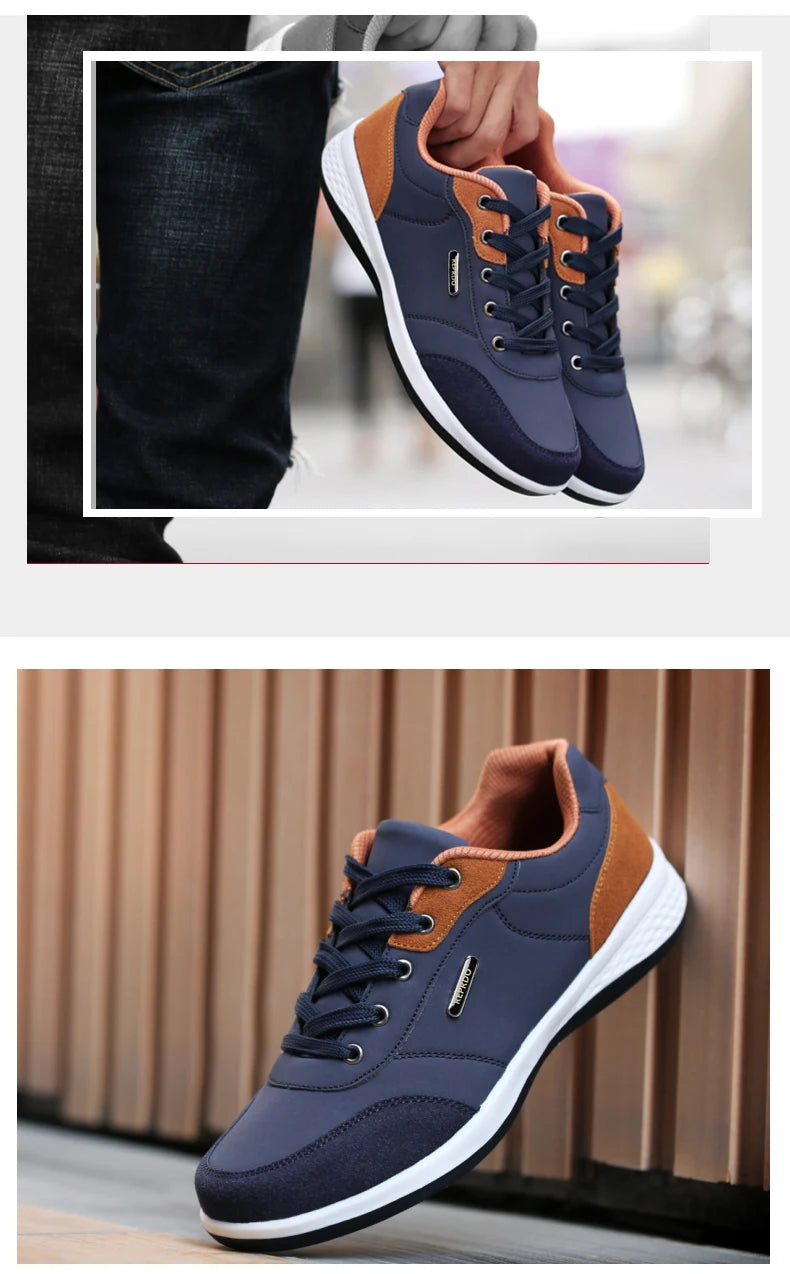 YRZL Men's Shoes Spring Autumn Waterproof Walking Sneakers Leisure Male Leather Sports Shoes Non-Slip Footwear Tennis for Men