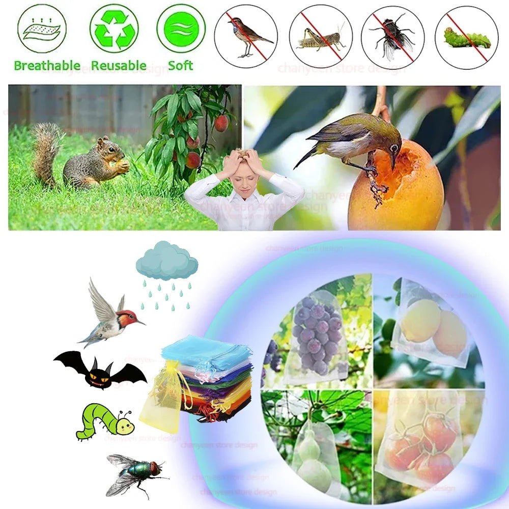 10-100pcs Plant Protection Bags Fruit Grow Bags Netting Mesh for Vegetable Strawberry Grapes Pest Control Anti-Bird Garden Tools
