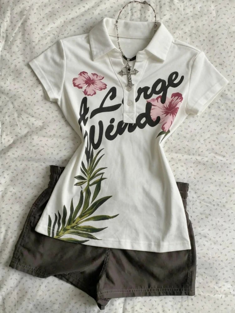 2026 American Vintage T-shits Women Short Sleeve Retro Bodycon Y2k Crop Top Office Lady Korean Fashion Harajuku Subculture Tees