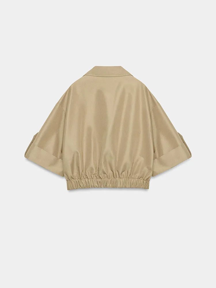 Fashionable Casual Short Sleeve Turn-down Collar Short Windbreaker Women's New Arrival Summer 2026 Compact Fit Other 100%