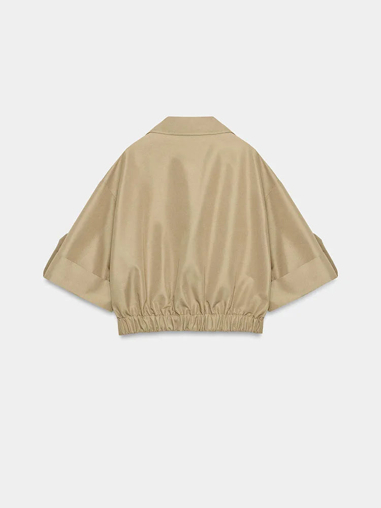 Fashionable Casual Short Sleeve Turn-down Collar Short Windbreaker Women's New Arrival Summer 2026 Compact Fit Other 100%