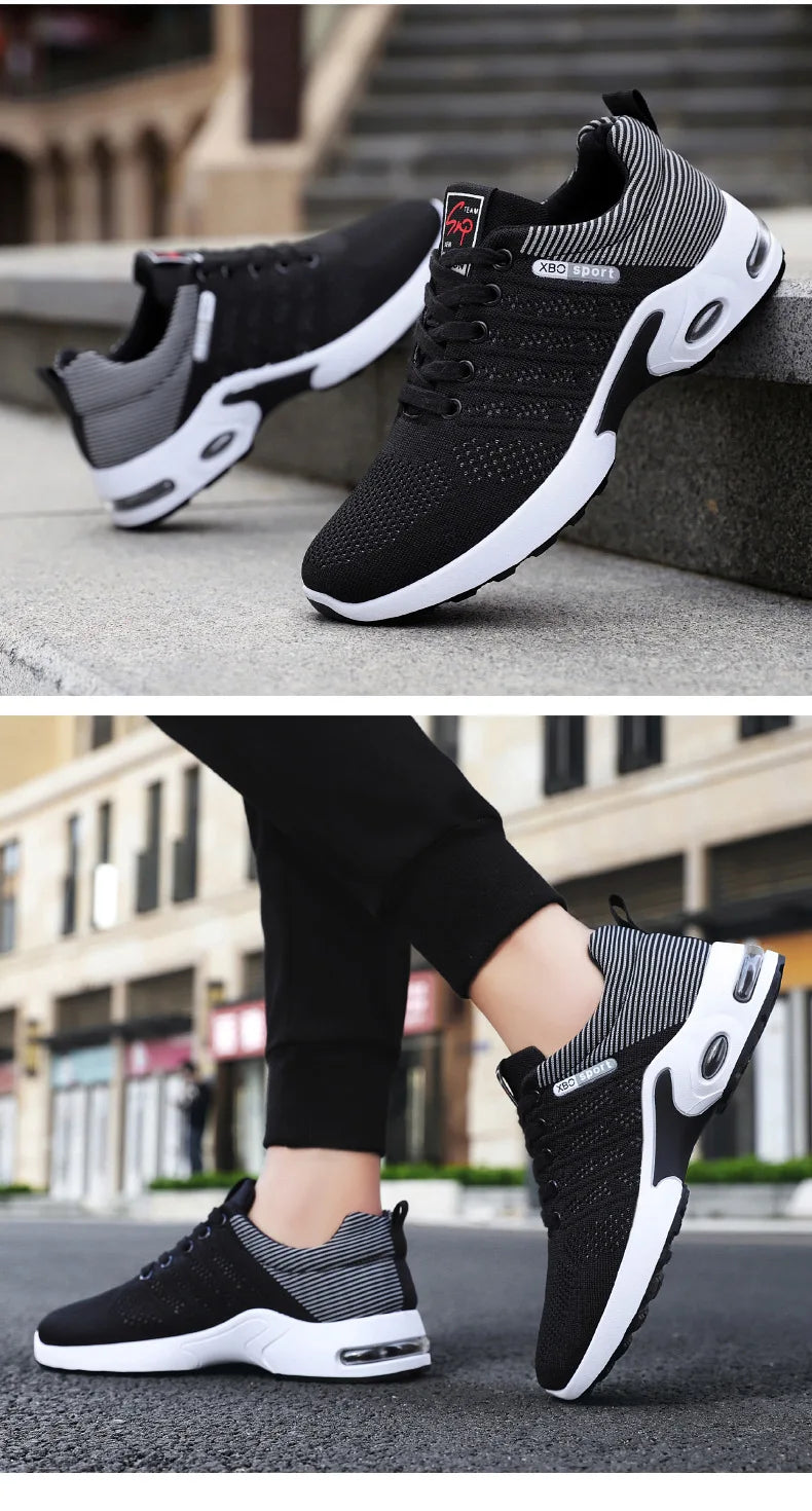 Men's Trendy Breathable Lace-Up Running Shoes Korean Light Casual Sports Sneakers