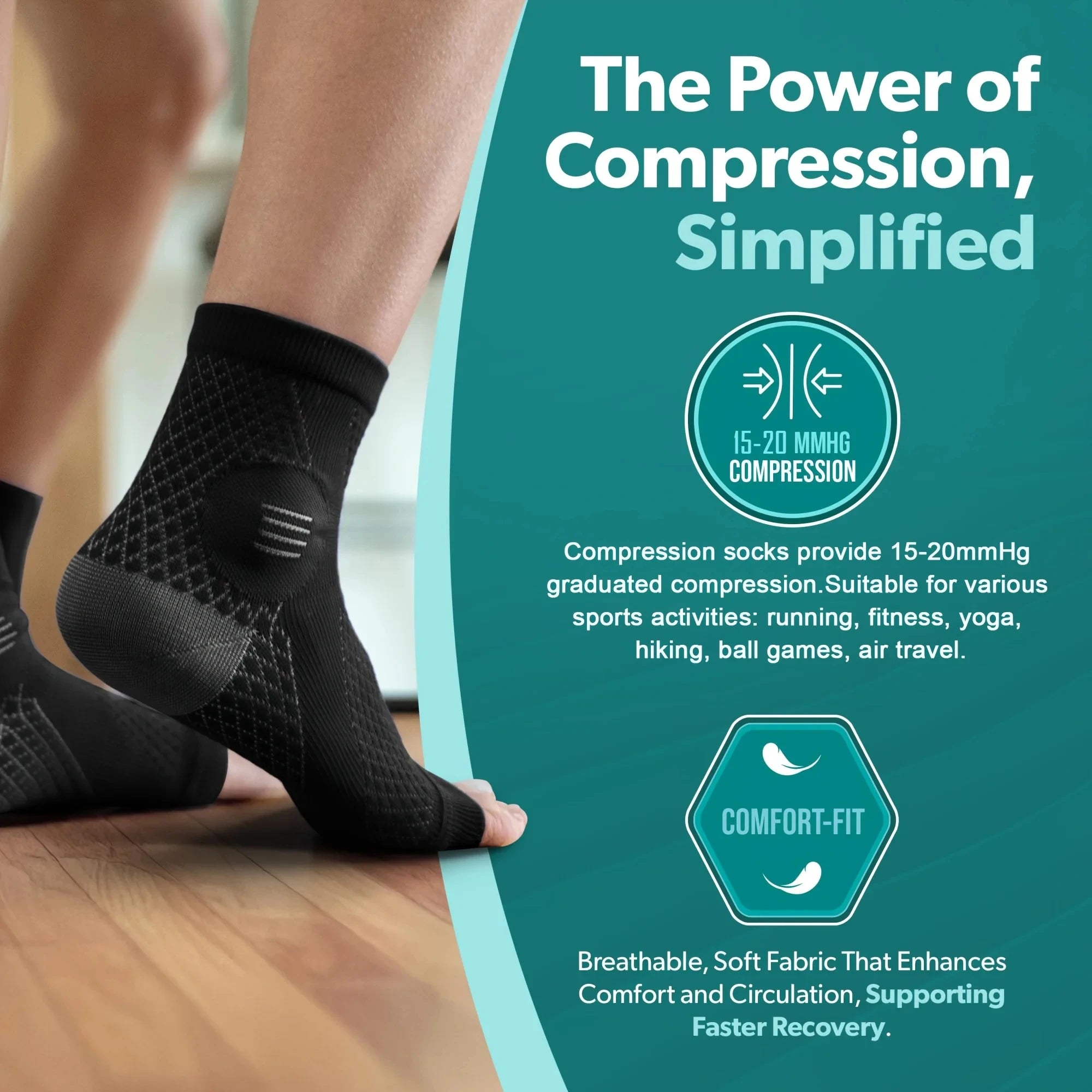 Chaussettes de Compression Fasciite Plantaire & Tendinite Achille – Soulagement Talon & Gonflement