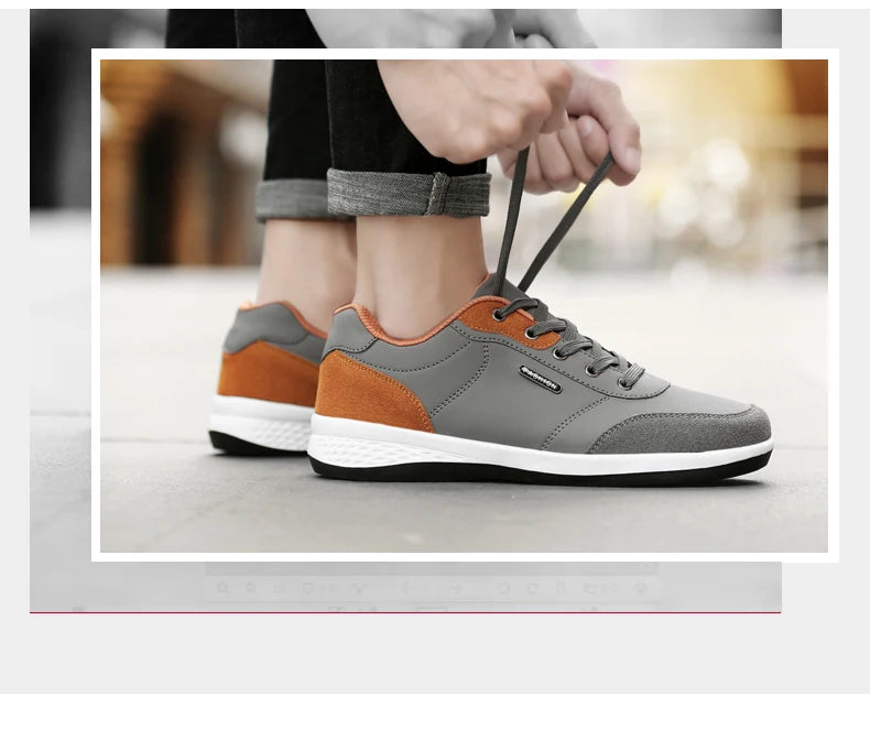 YRZL Men's Shoes Spring Autumn Waterproof Walking Sneakers Leisure Male Leather Sports Shoes Non-Slip Footwear Tennis for Men