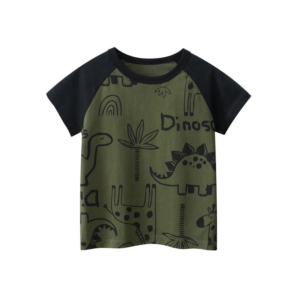2025 Children Cartoon T-Shirts Cute Clothes for Boy 100% Cotton Bear Dinosaur Kids Girls Short Sleeve Casual Sport Top Tees