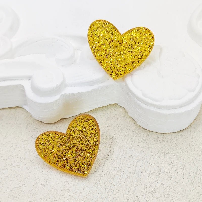 KUGUYS Cute Glitter Peach Heart Stud Earring for Women Acrylic Fashion Summer Jewelry Accessories