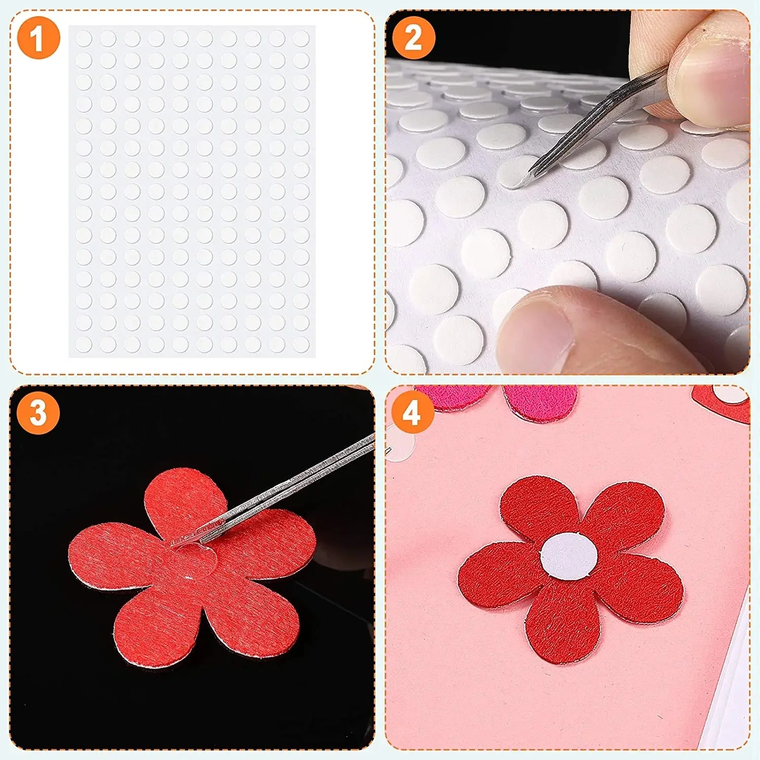 100pcs 1/0.5cm Adhesive Double Sided Tape Stickers Removable Round Sticky Tack No Trace Small Stickers for Festival Decoration