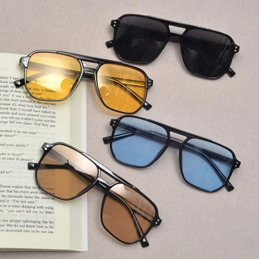 Punk Square Frame Sunglasses Anti-UV Travel Accessories Retro Sunglasses Beach Eye Protection Black Shades Glasses for Women and Men
