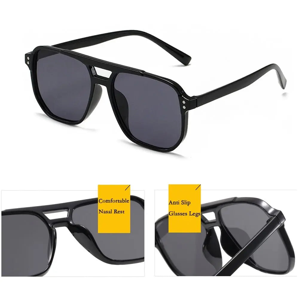 Punk Square Frame Sunglasses Anti-UV Travel Accessories Retro Sunglasses Beach Eye Protection Black Shades Glasses for Women and Men