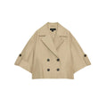 Spring Summer New Women's Simple Turn-down Collar Short Sleeve Double-breasted Short Length Windbreaker Jacket 3046229