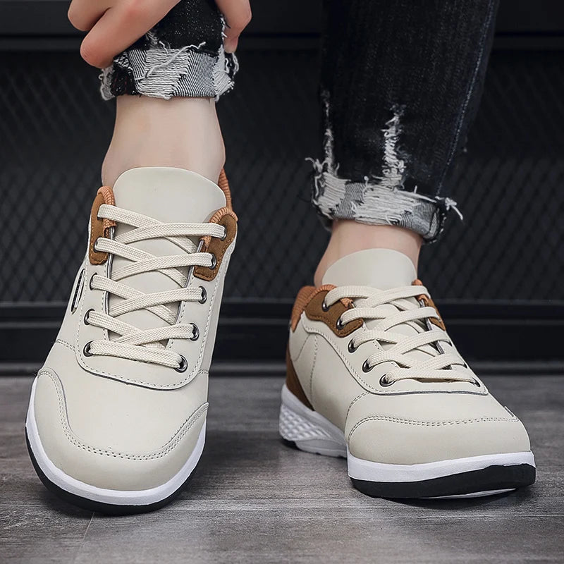 YRZL Men's Shoes Spring Autumn Waterproof Walking Sneakers Leisure Male Leather Sports Shoes Non-Slip Footwear Tennis for Men