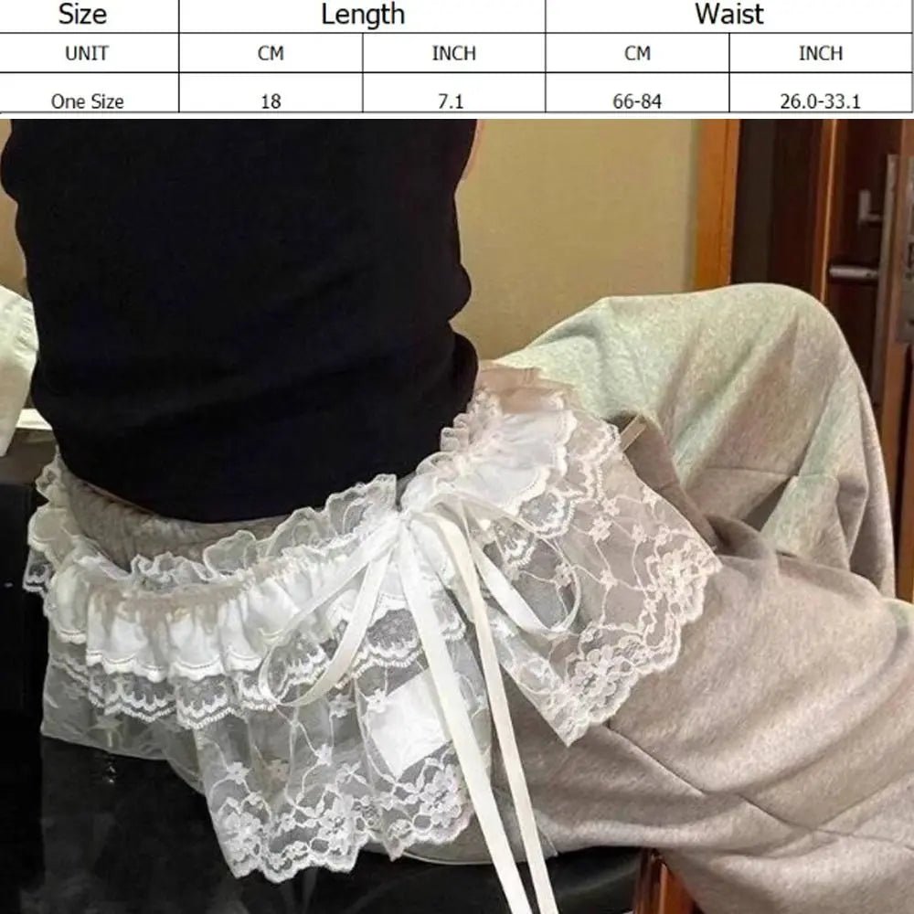 New Embroidered Flower Lace Mini Skirt See Through Y2K Streetwear Ruched Skirts Harajuku Butt Curtain Jeans Decoration