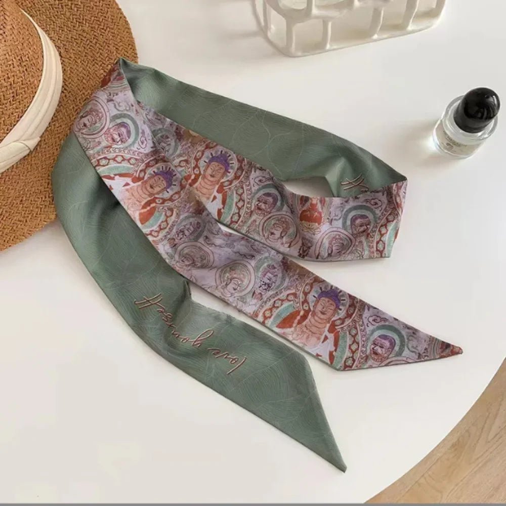 Fashion Floral Headband Oil Painting Ribbon Headscarves Chinese Style Hair Ribbon Scarf
