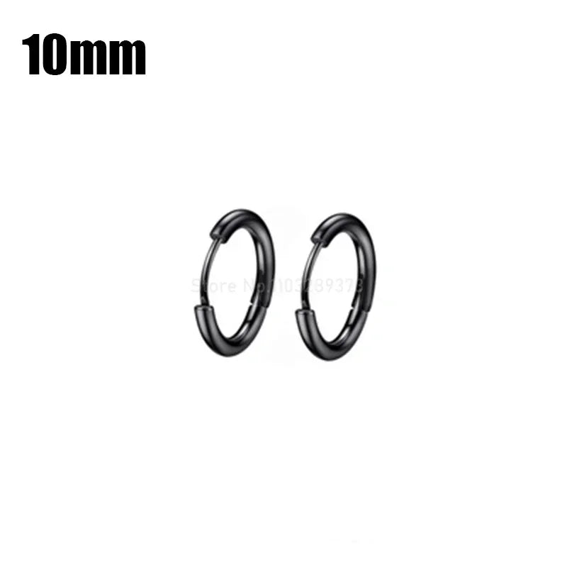 8-20mm Simple Stainless Steel Small Hoop Earrings for Women Men Minimal Gold Silver Black Color Huggie Hoops Jewelry Accessories
