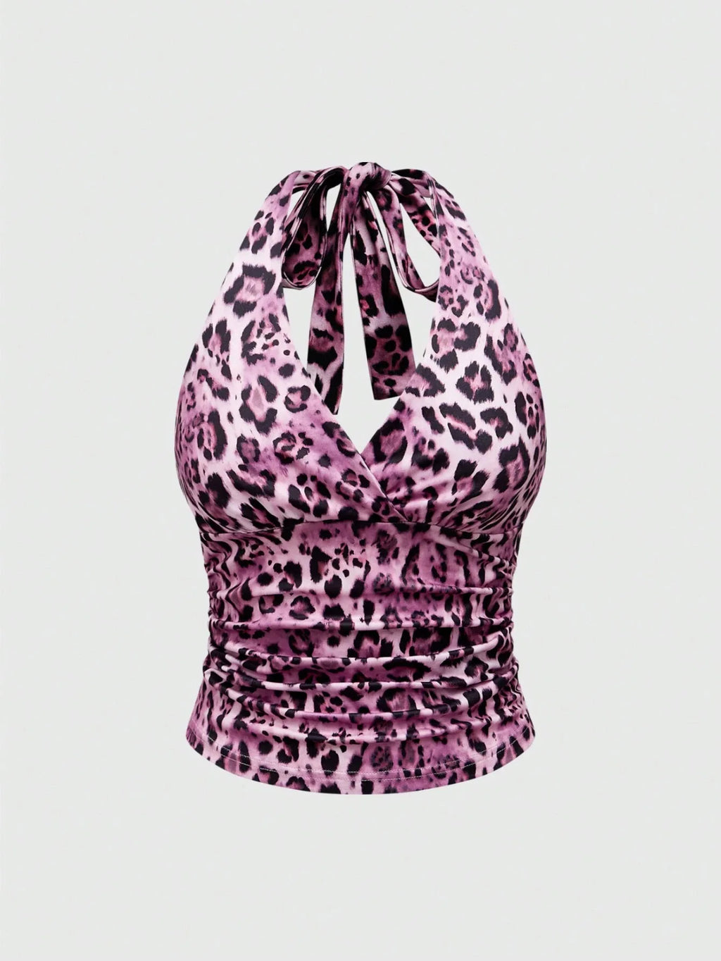Top sans manches décontracté pour femmes, imprimé léopard rétro, dos nu, col halter, sexy, dos nu, à lacets, Ropa Para Mujer