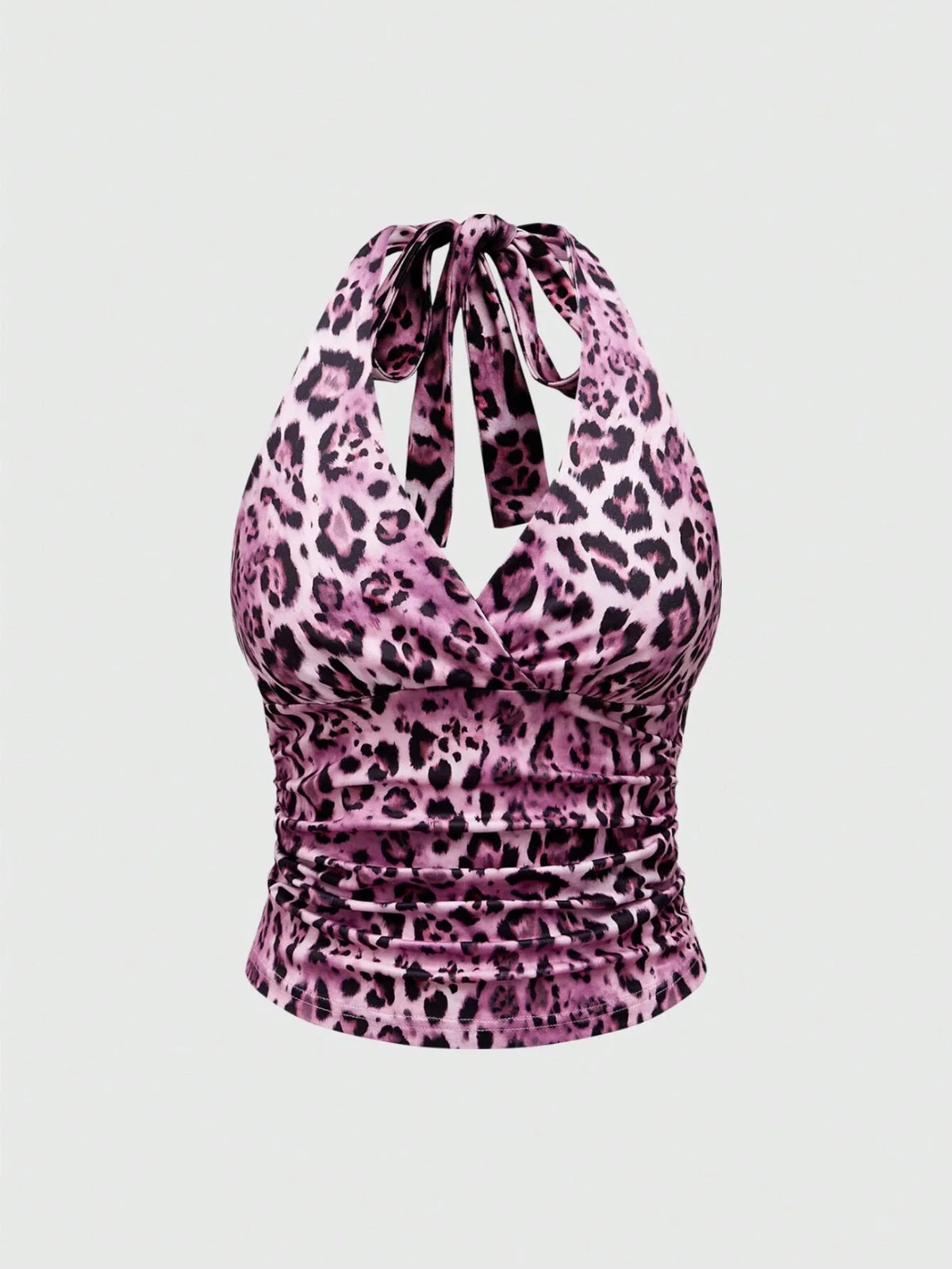 Top sans manches décontracté pour femmes, imprimé léopard rétro, dos nu, col halter, sexy, dos nu, à lacets, Ropa Para Mujer