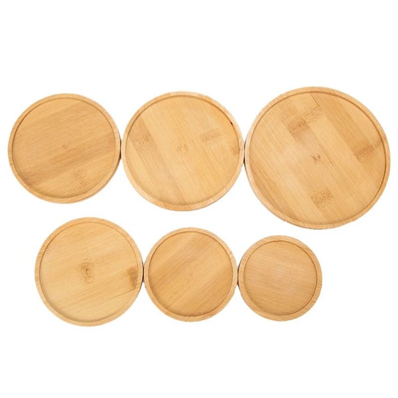 1Pc 6-12cm Bamboo Tray Bonsai Holder Round Plant Stand for Succulent Pot Wood Flower Pot Holder Garden Tools