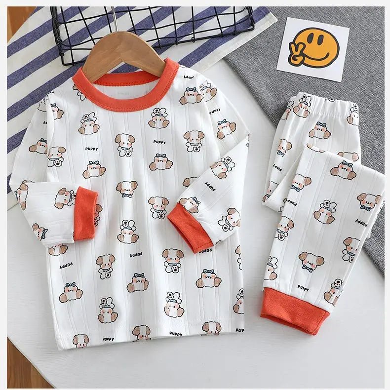 Children Home Clothing Set Christmas Patterned Cotton Pajamas Boys and Girls Long Sleeved Underwear Suit Baby Clothes