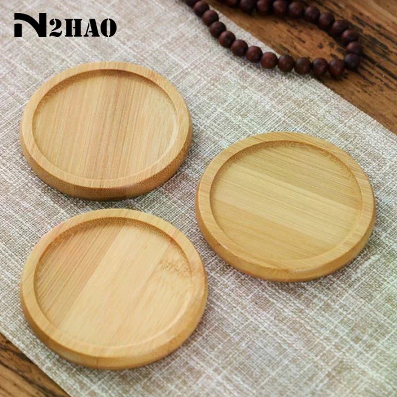 1Pc 6-12cm Bamboo Tray Bonsai Holder Round Plant Stand for Succulent Pot Wood Flower Pot Holder Garden Tools