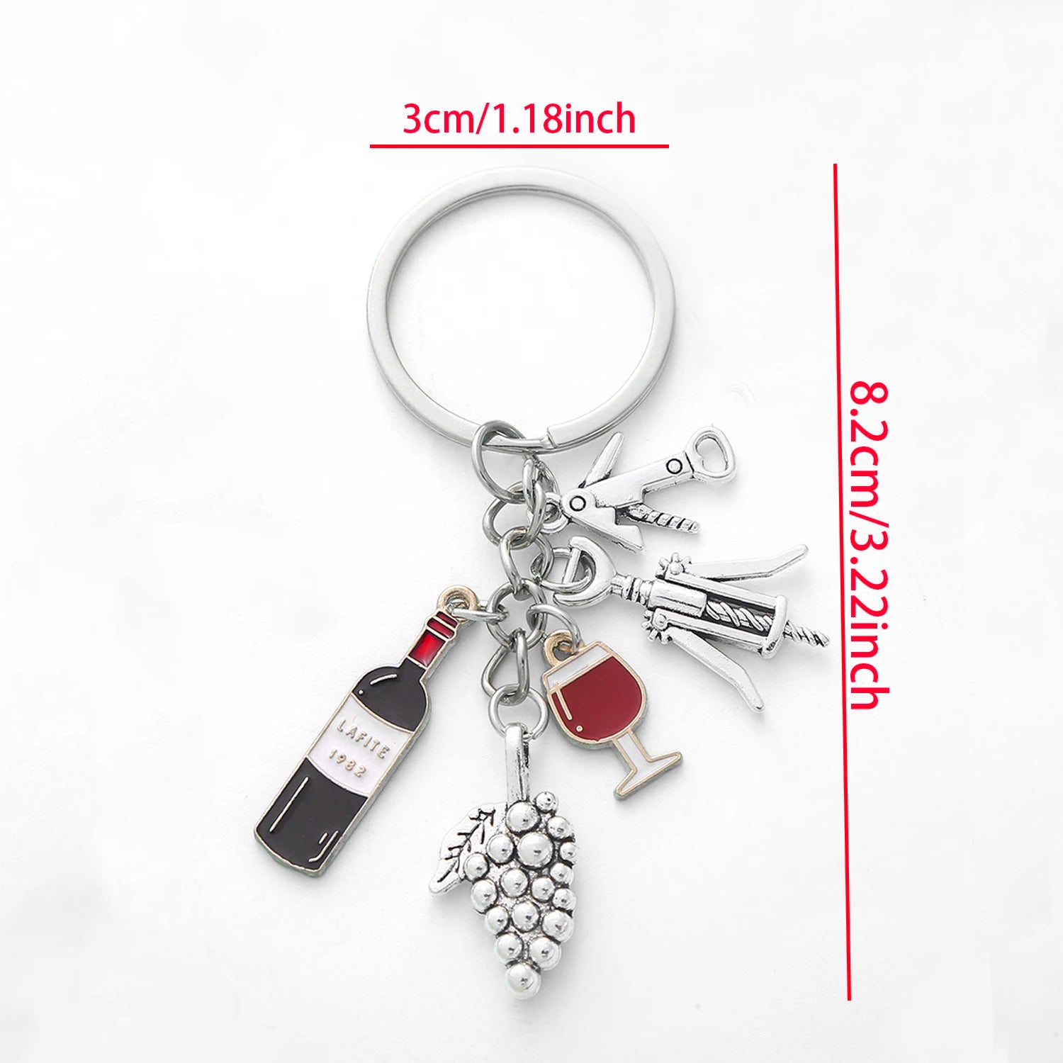 1pc Fashionable Charms Unique Red Wine Cup Series Keychain Purse Bag Backpack Car Charm Accessory Women Men Gift