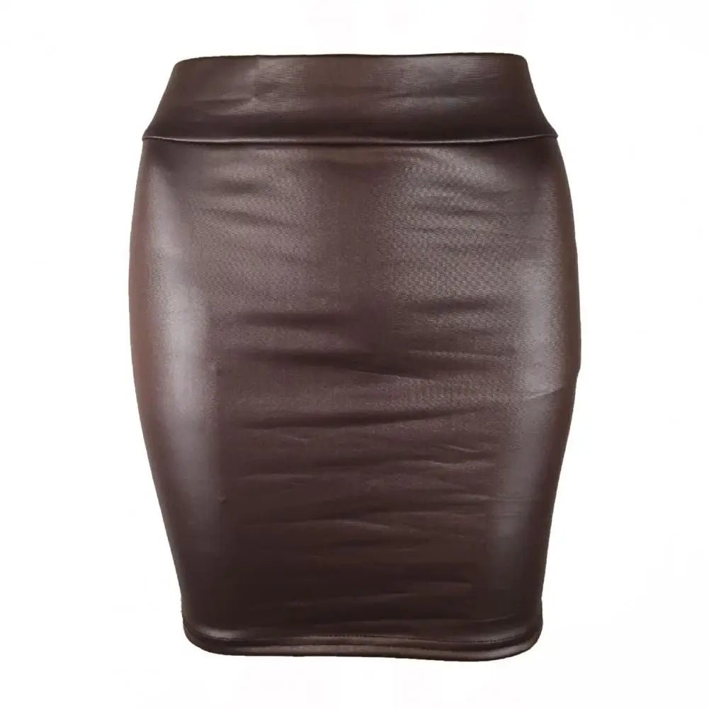 Skinny Matte Faux Leather Mini Skirts Women High Waist Solid Color Slim Fit Bodycon Skirts Summer