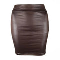 Skinny Matte Faux Leather Mini Skirts Women High Waist Solid Color Slim Fit Bodycon Skirts Summer