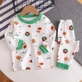 Children Home Clothing Set Christmas Patterned Cotton Pajamas Boys and Girls Long Sleeved Underwear Suit Baby Clothes
