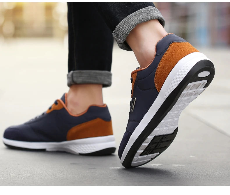 YRZL Men's Shoes Spring Autumn Waterproof Walking Sneakers Leisure Male Leather Sports Shoes Non-Slip Footwear Tennis for Men