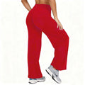 Women Plus Size Yoga Wide-leg Pants High Waist Stretchy Solid Color Leggings Running Pilates Sports Fashion Straight-Leg Pants