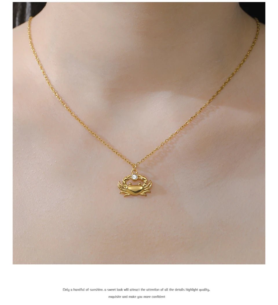 Unift Boho Ocean Style Sea Crab Necklace for Women Stainless Steel Gold Color Aesthetic Fashion Beach Summer Jewelry Gift New