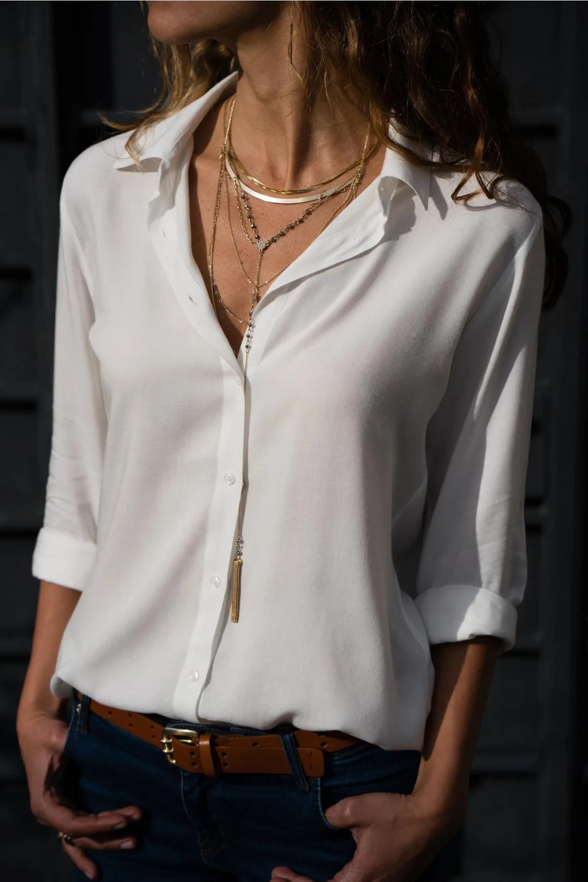 Oversized S-8XL Loose Chiffon Blouse Shirts Summer Women Turn-Down Collar Long Sleeve Solid Color OL Button Blouse Tops ARJ-196Y