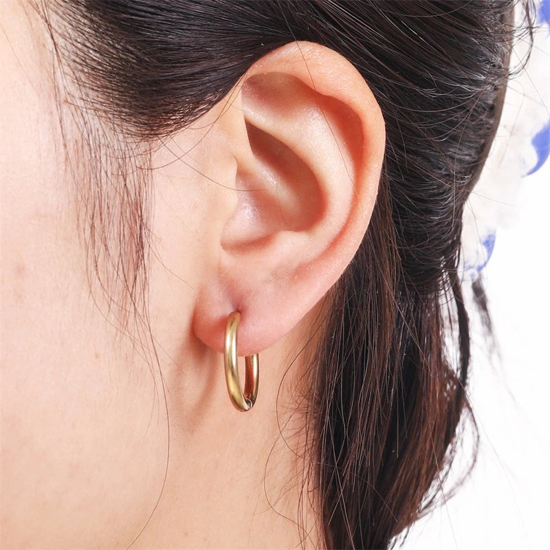 8-20mm Simple Stainless Steel Small Hoop Earrings for Women Men Minimal Gold Silver Black Color Huggie Hoops Jewelry Accessories
