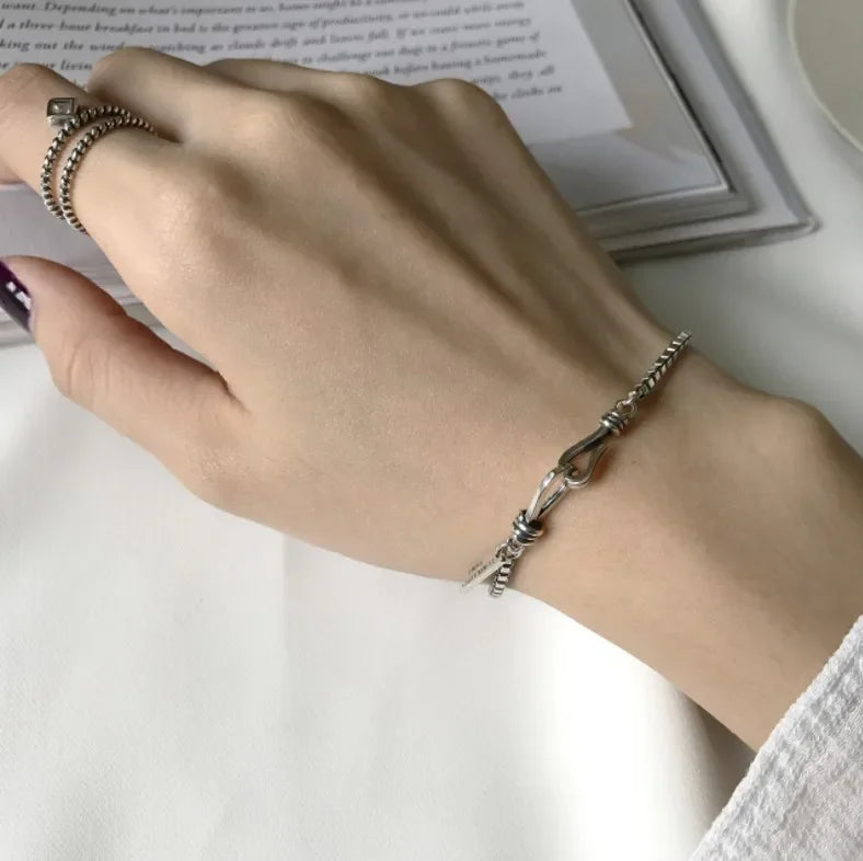 Women's Geometric 925 Sterling Silver Bracelet – Elegant Charm, Birthday & Party Gift