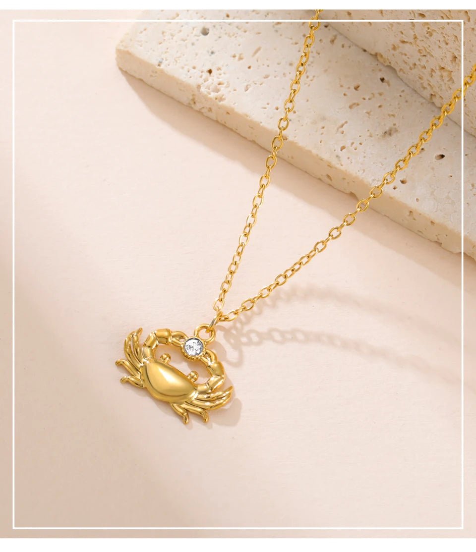 Unift Boho Ocean Style Sea Crab Necklace for Women Stainless Steel Gold Color Aesthetic Fashion Beach Summer Jewelry Gift New