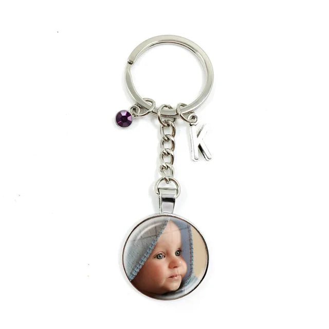 Personalized Custom Keychain Birthstone 26 Letters Photo Mum Dad Baby Children Grandpa Parents Pendant Keyholder Keyring Gift