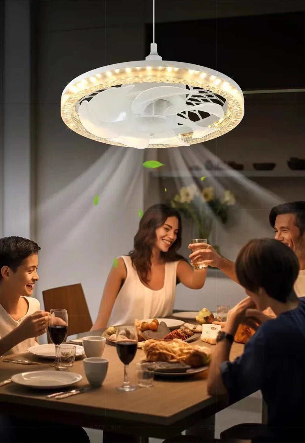 Ventilateur Plafonnier LED avec Télécommande E27 – 4 Vitesses, 360° | Cuisine & Maison