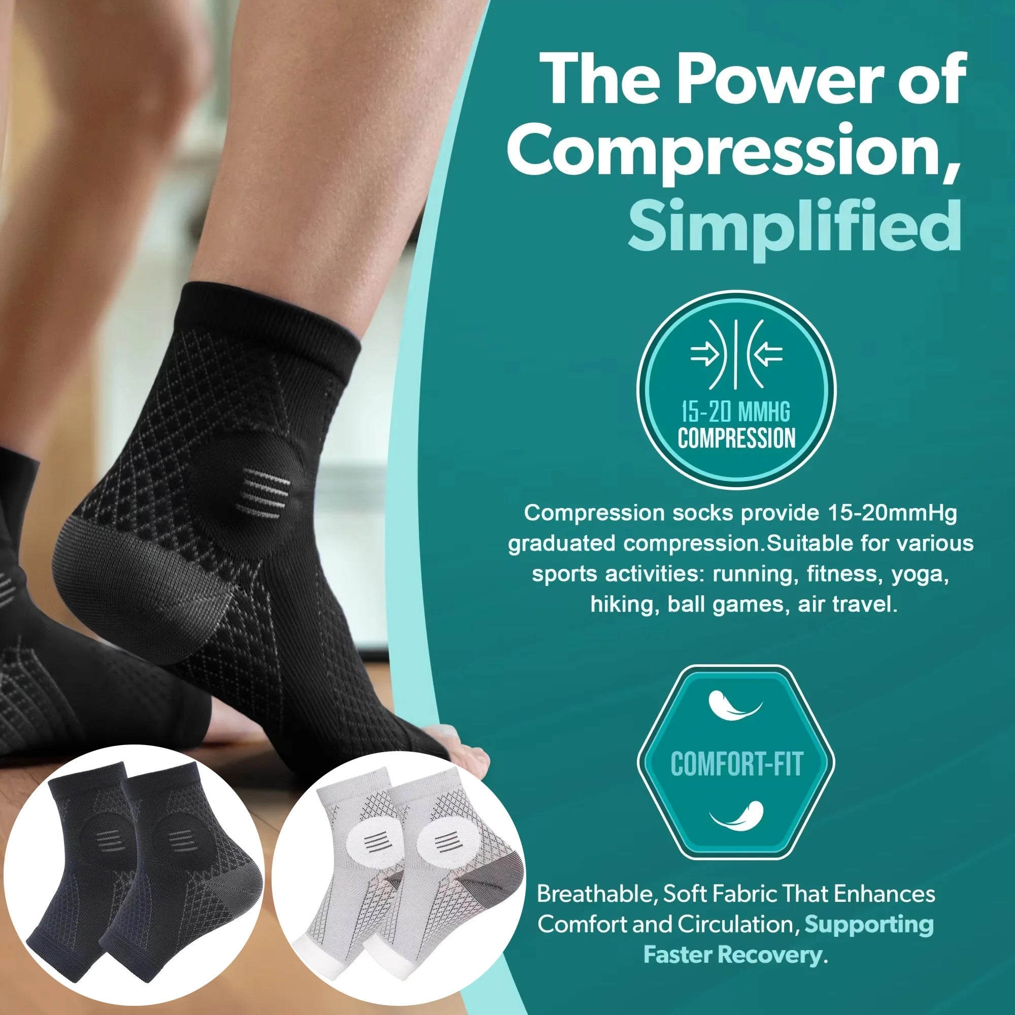 Chaussettes de Compression Fasciite Plantaire & Tendinite Achille – Soulagement Talon & Gonflement