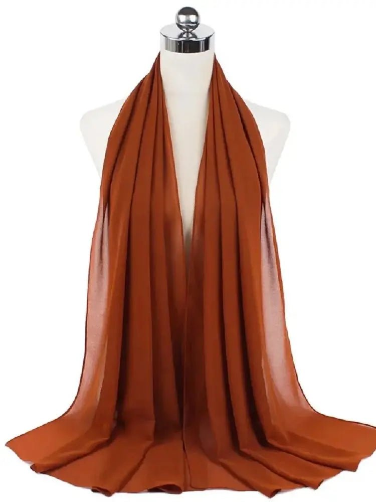 New Fashion Women Solid Chiffon Headscarf Ready To Wear Instant Hijab Scarf Muslim Shawl Islamic Hijabs Arab Wrap Head Scarves