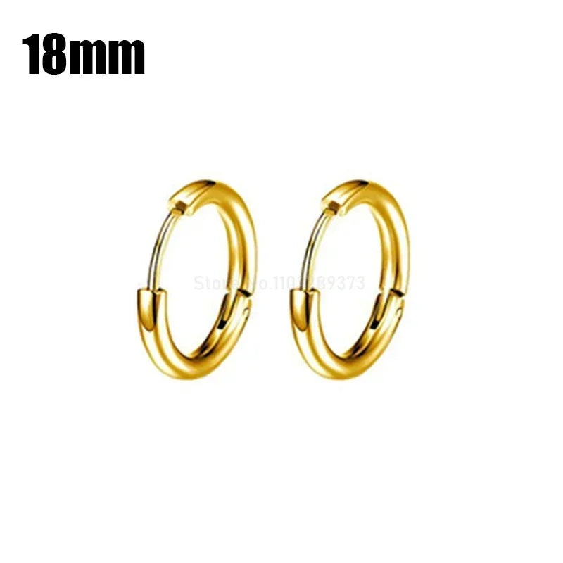 8-20mm Simple Stainless Steel Small Hoop Earrings for Women Men Minimal Gold Silver Black Color Huggie Hoops Jewelry Accessories