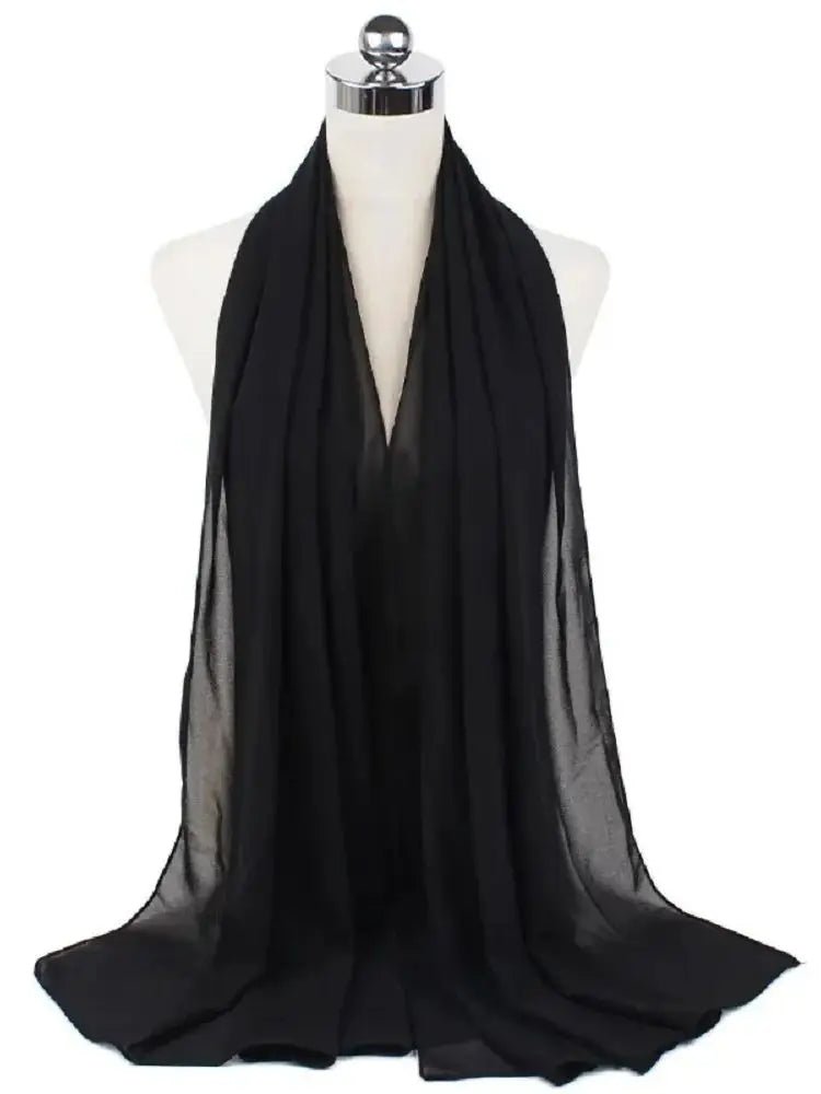 New Fashion Women Solid Chiffon Headscarf Ready To Wear Instant Hijab Scarf Muslim Shawl Islamic Hijabs Arab Wrap Head Scarves