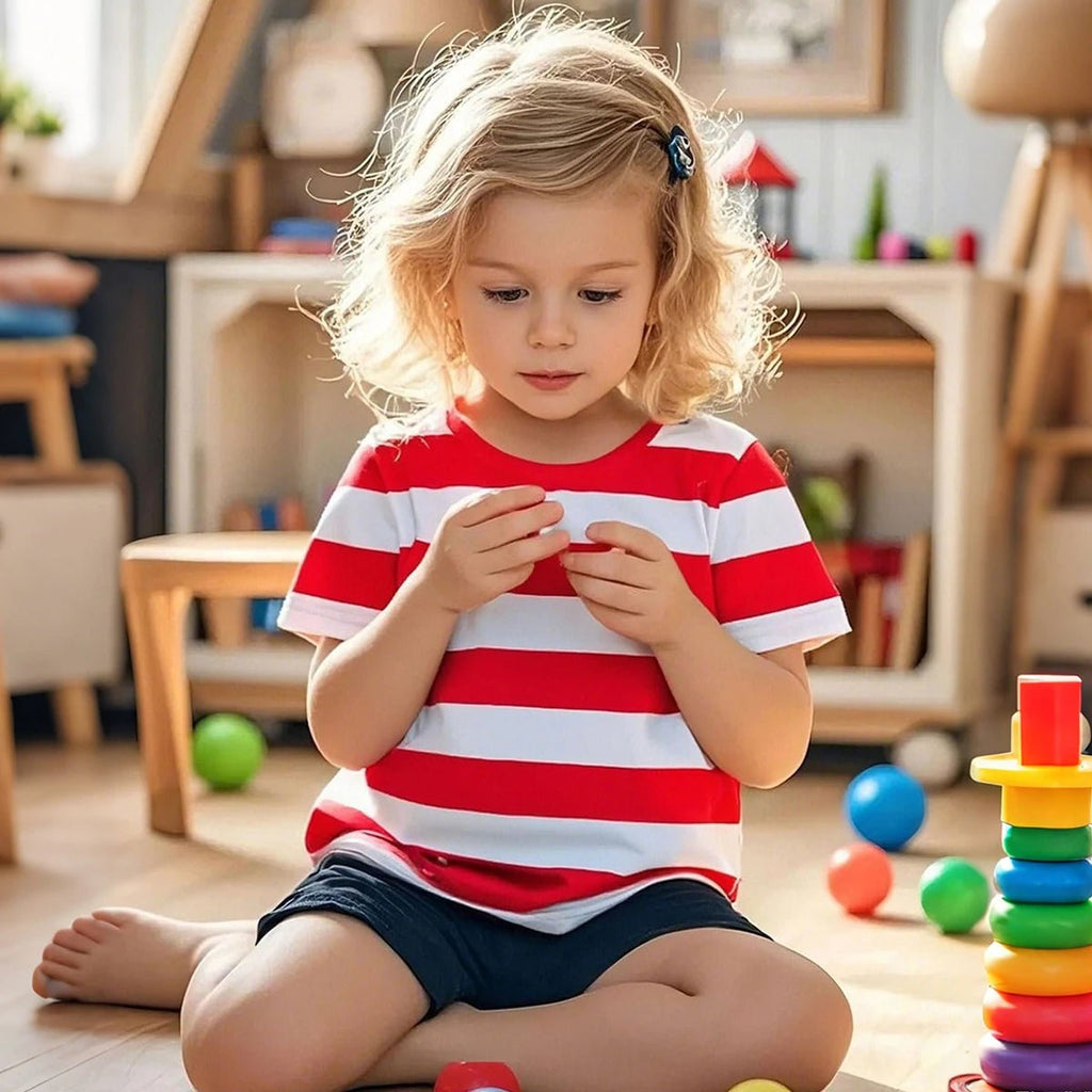 Kids Striped Tshirt Toddler T-shirt Boys Girls Cotton Short Sleeve Tops Children Summer Casual Tee Halloween Carnival Daily Wear