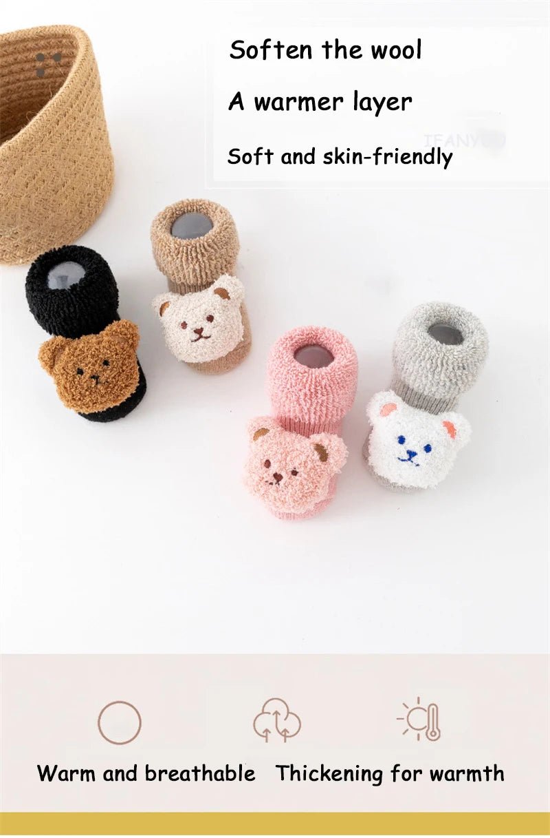 Winter Thicken Wool Newborn Baby Socks Warm Plush Loop Cotton Boy Girl Kid Toddler Socken Cartoon Animal Children Floor Stocking