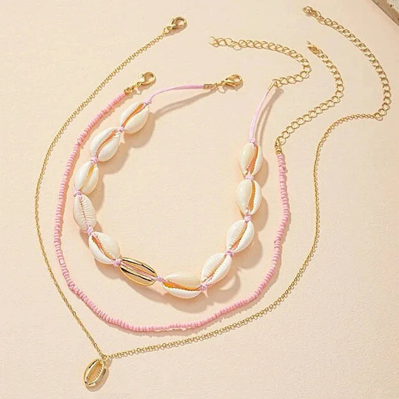 New Beach Style Seashell Necklace Beaded Choker Necklaces for Women Handmade Starfish Pendant Fashion Ocean Jewelry Чокер