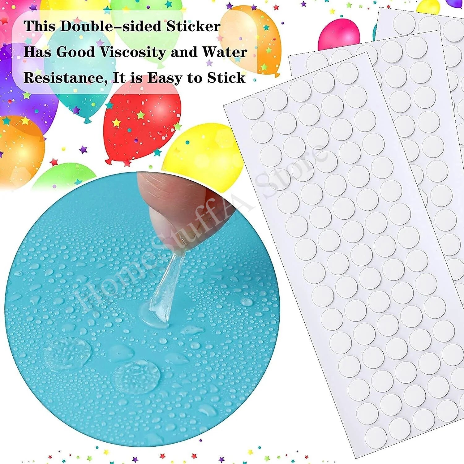 50 dot 1/1.5/2cm Adhesive Double Sided Tape Stickers Removable Round Sticky Tack No Trace Small Stickers for Festival Decoration